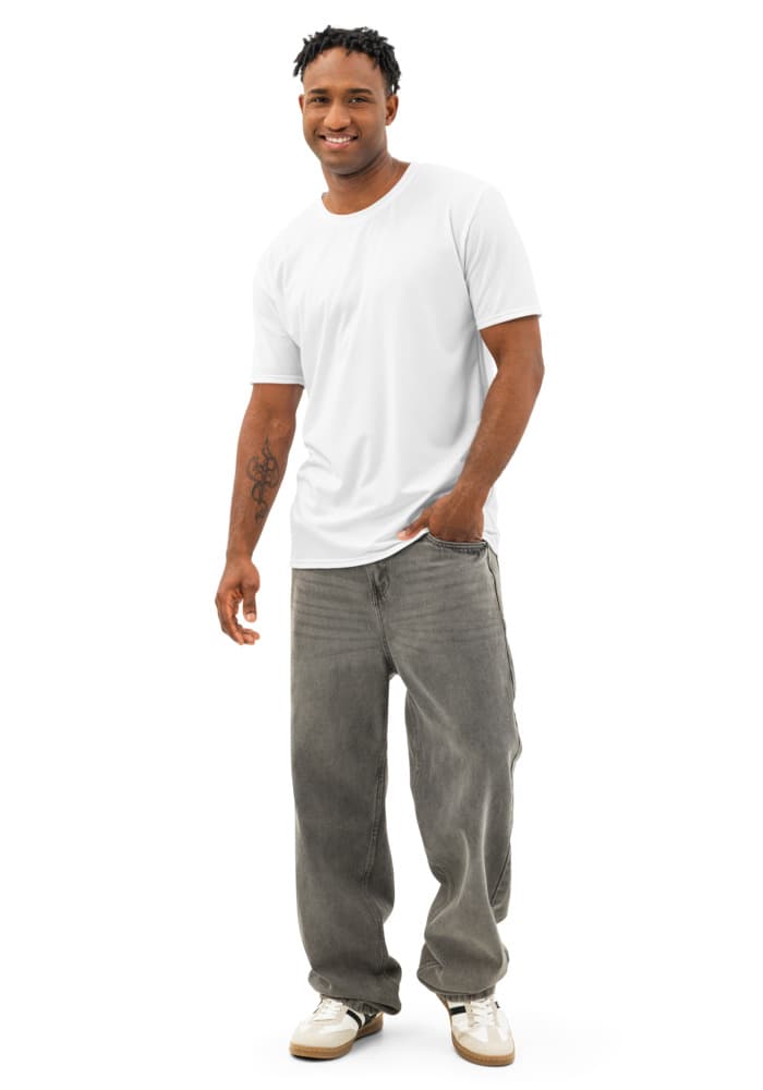 All-Over Print Men’s Cotton Crew Neck T-Shirt in White