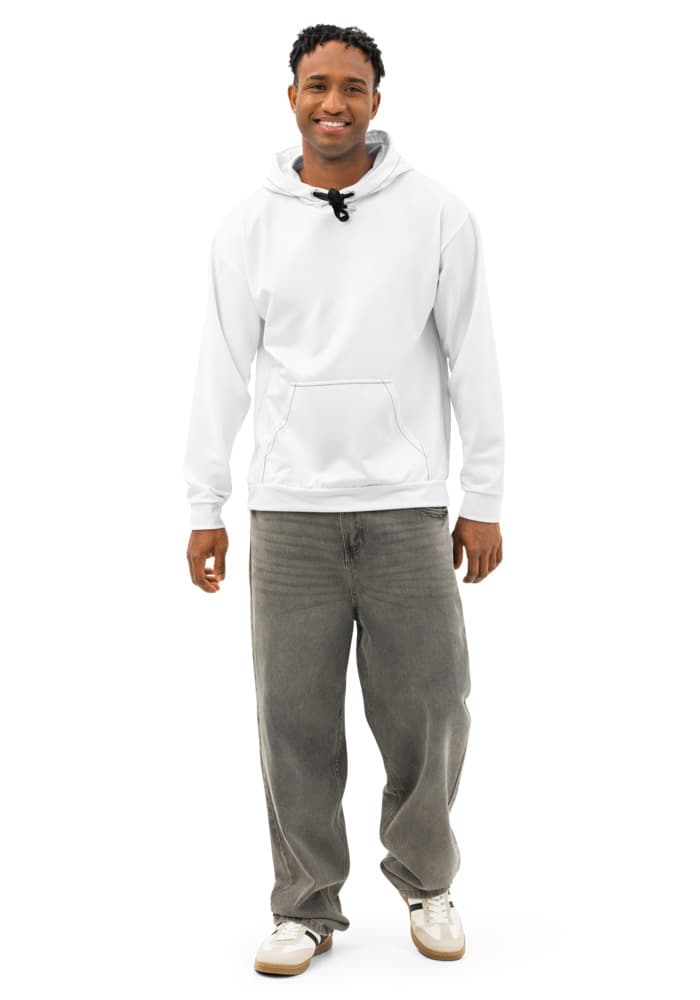 All-Over Print Unisex Cotton Hoodie in White