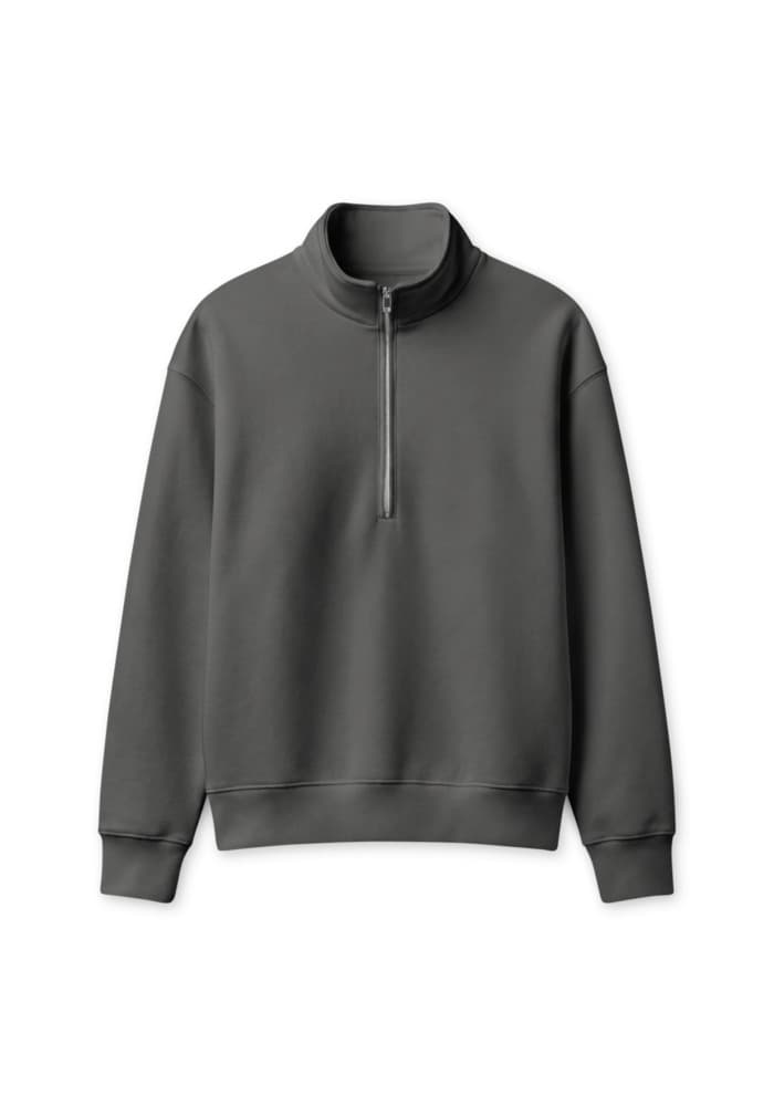 Unisex Heavyweight Half Zip Pullover in Asphalt