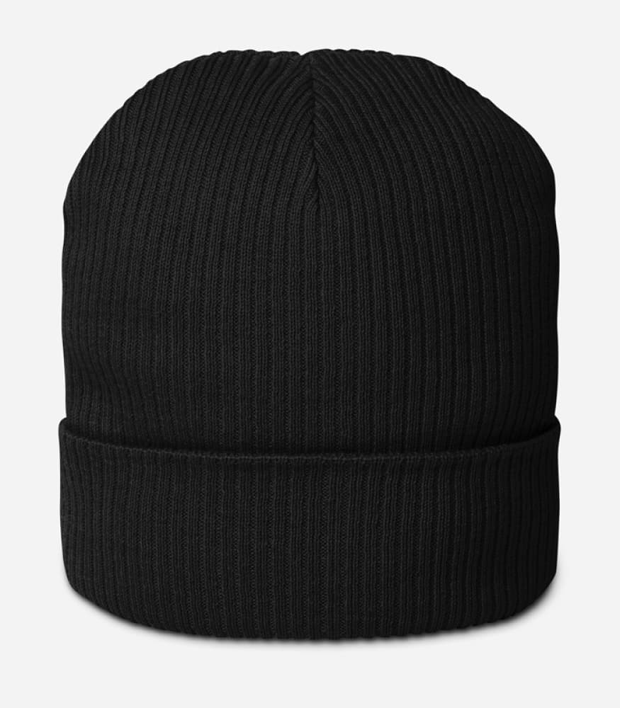 Organic Ribbed Beanie in Black