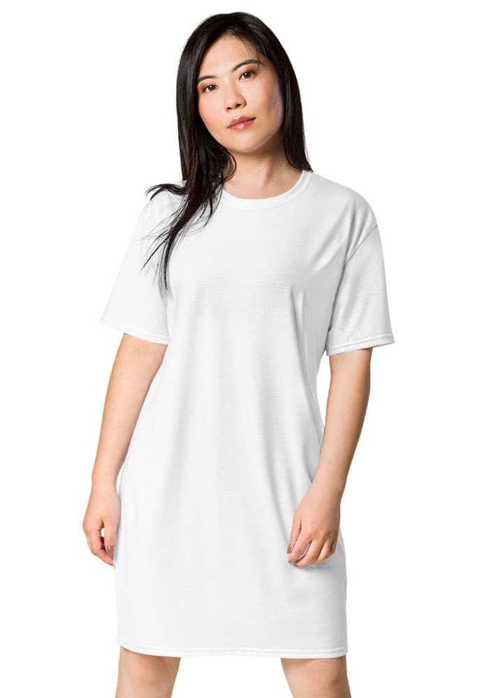 All-Over Print T-Shirt Dress in White
