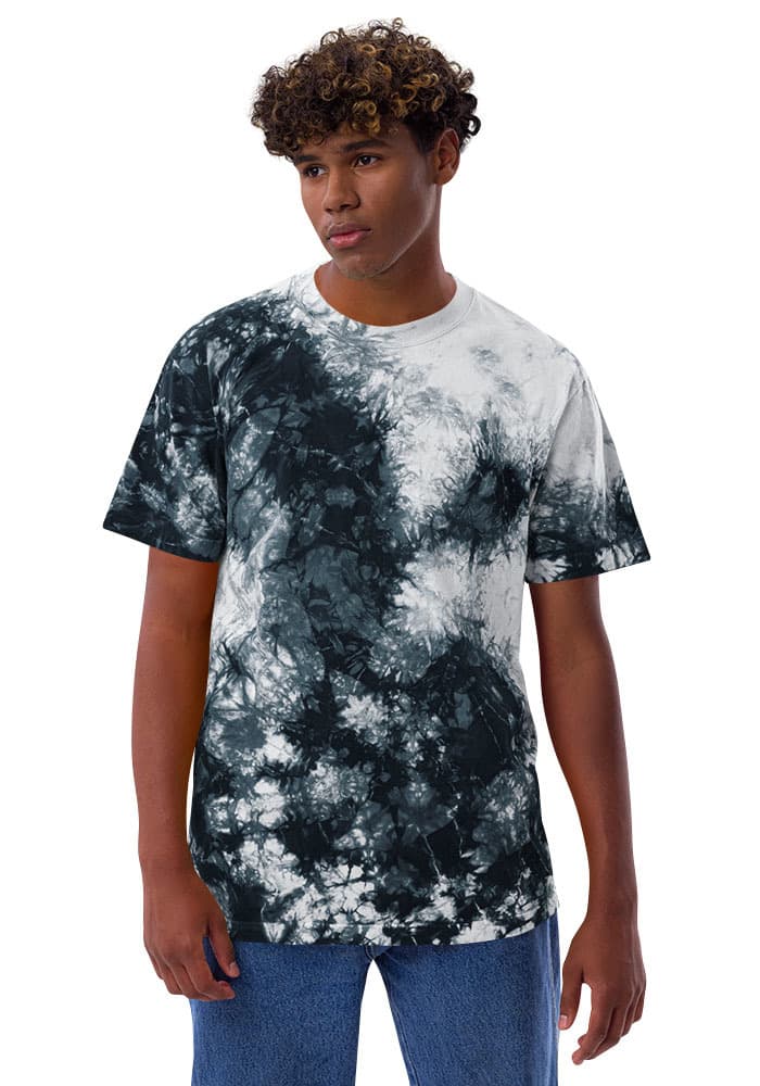 Unisex Oversized Tie-Dye T-Shirt in Black / White