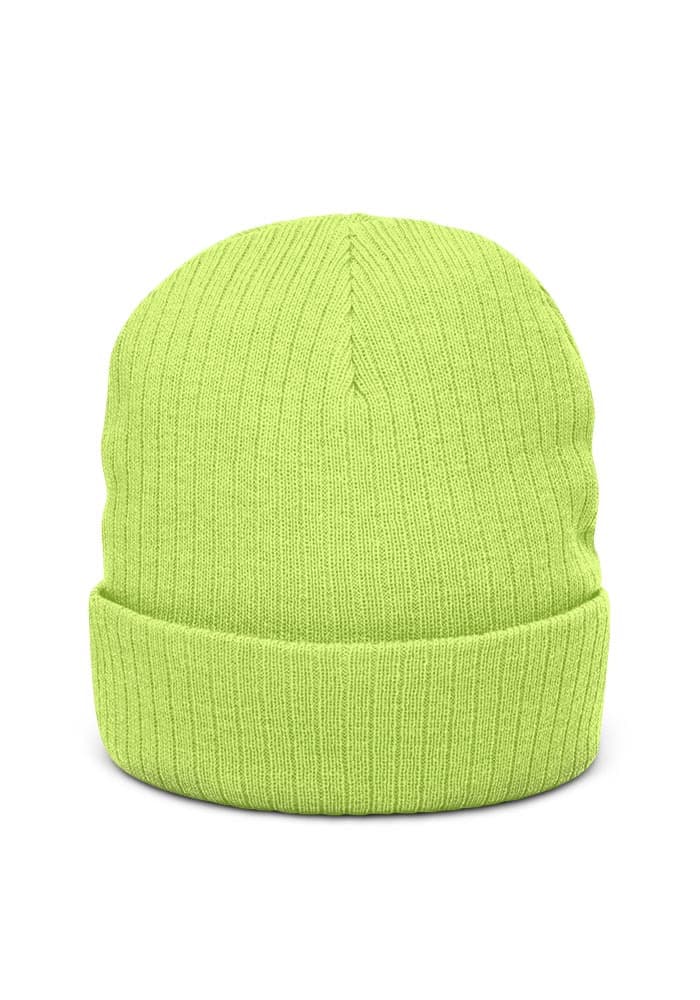 Ribbed Knit Beanie in Acid Green