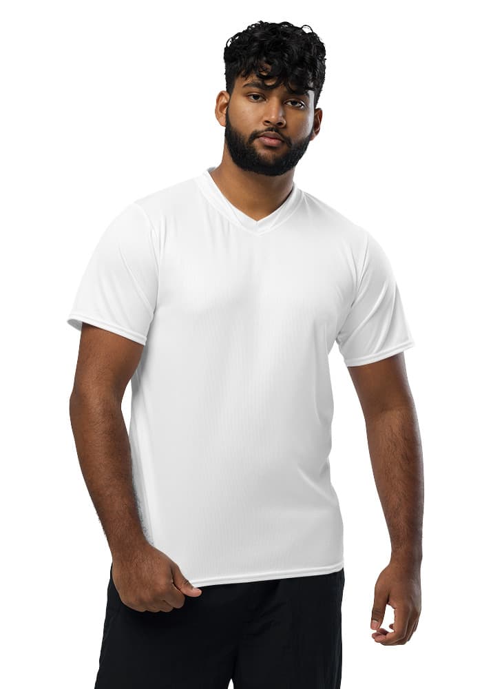 All-Over Print Recycled Unisex Sports Jersey in White