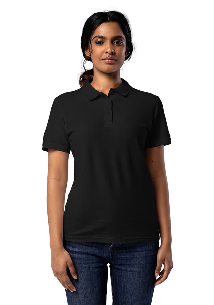 Women's Pique Polo Shirt in Black