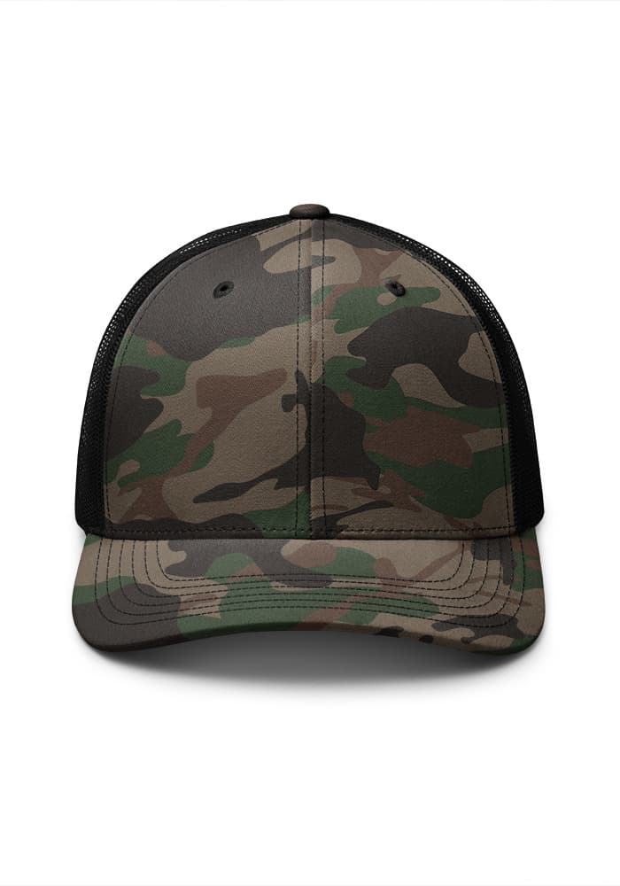 Camouflage Trucker Hat in Camo/Black