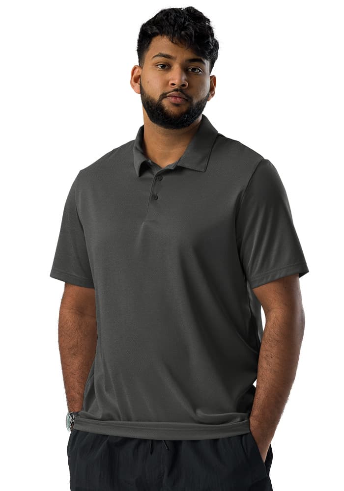 Unisex Adidas Space-Dyed Polo Shirt in Black Melange