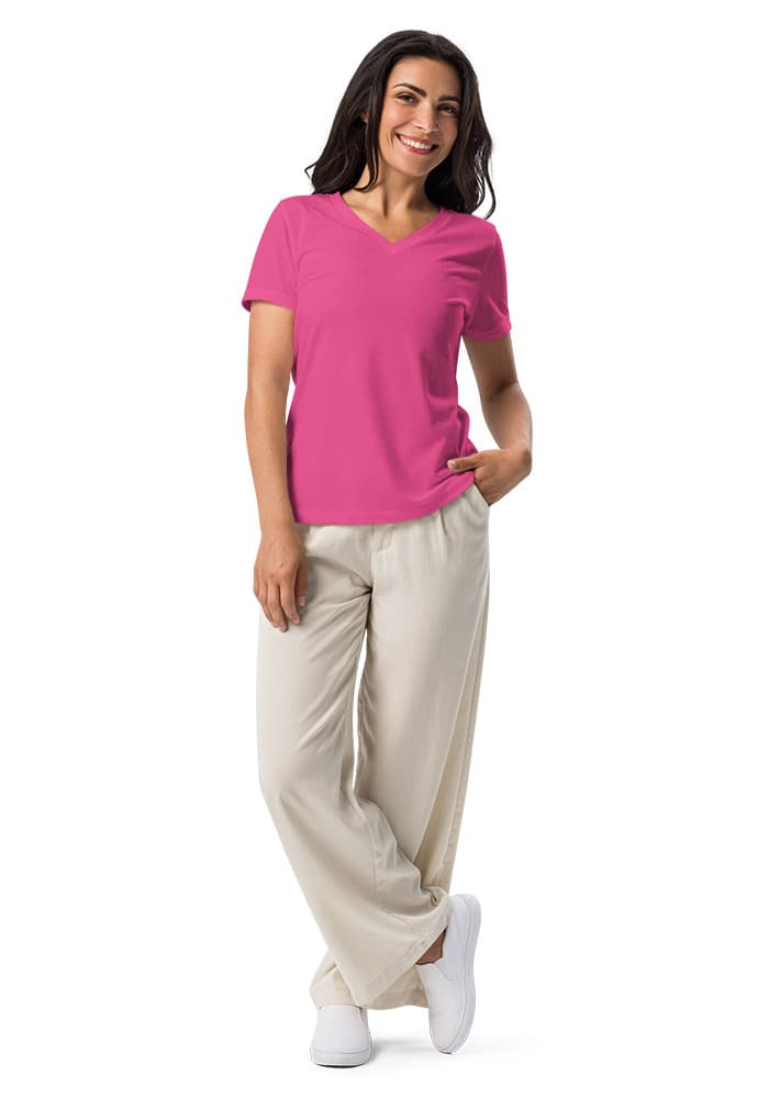Women's Relaxed V-Neck T-Shirt in Berry