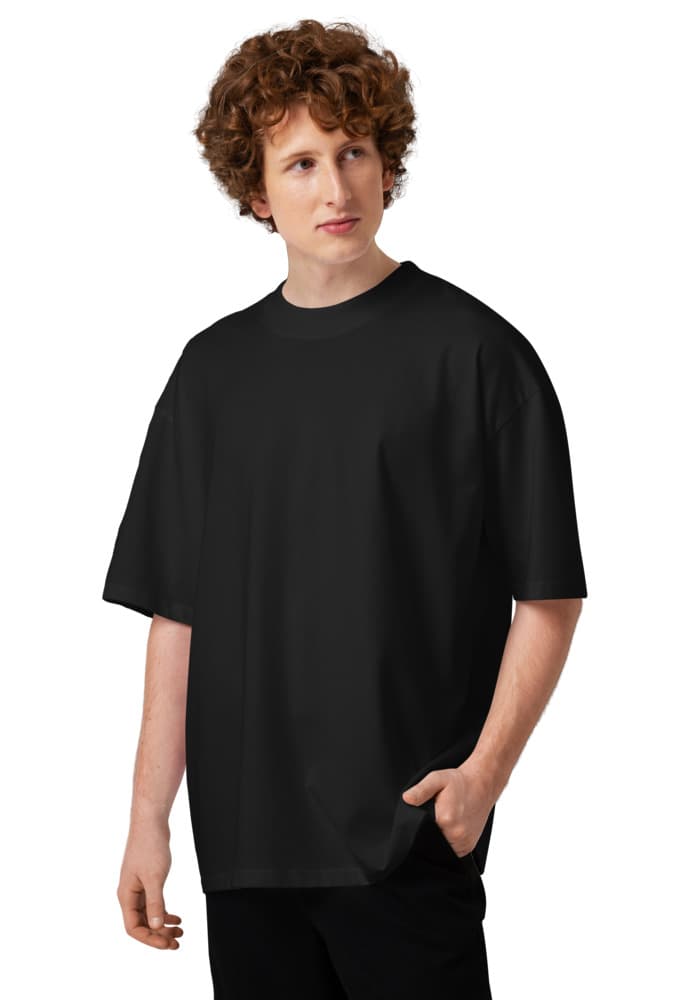 Unisex Organic Oversized High Neck Blaster 2.0 T-Shirt in Black