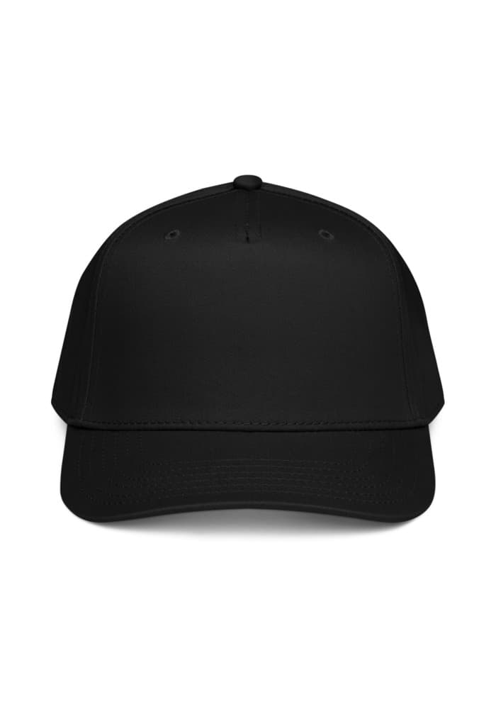 5 Panel Mid-Profile Baseball Cap in Black